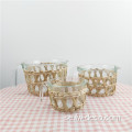 Premium Glass Cup Island Raffia-Wrapped Measuring Cups